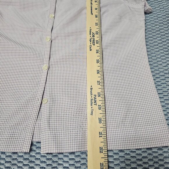 Calypso Lavender White Gingham Checkered Button Down Shirt Seersucker Top Size M - Picture 6 of 7